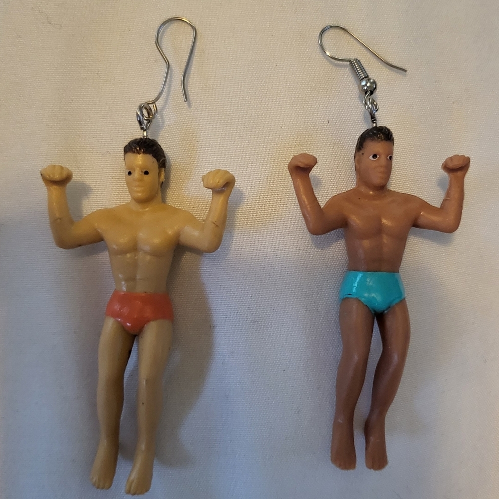 Pair of dangle earrings men with speedos